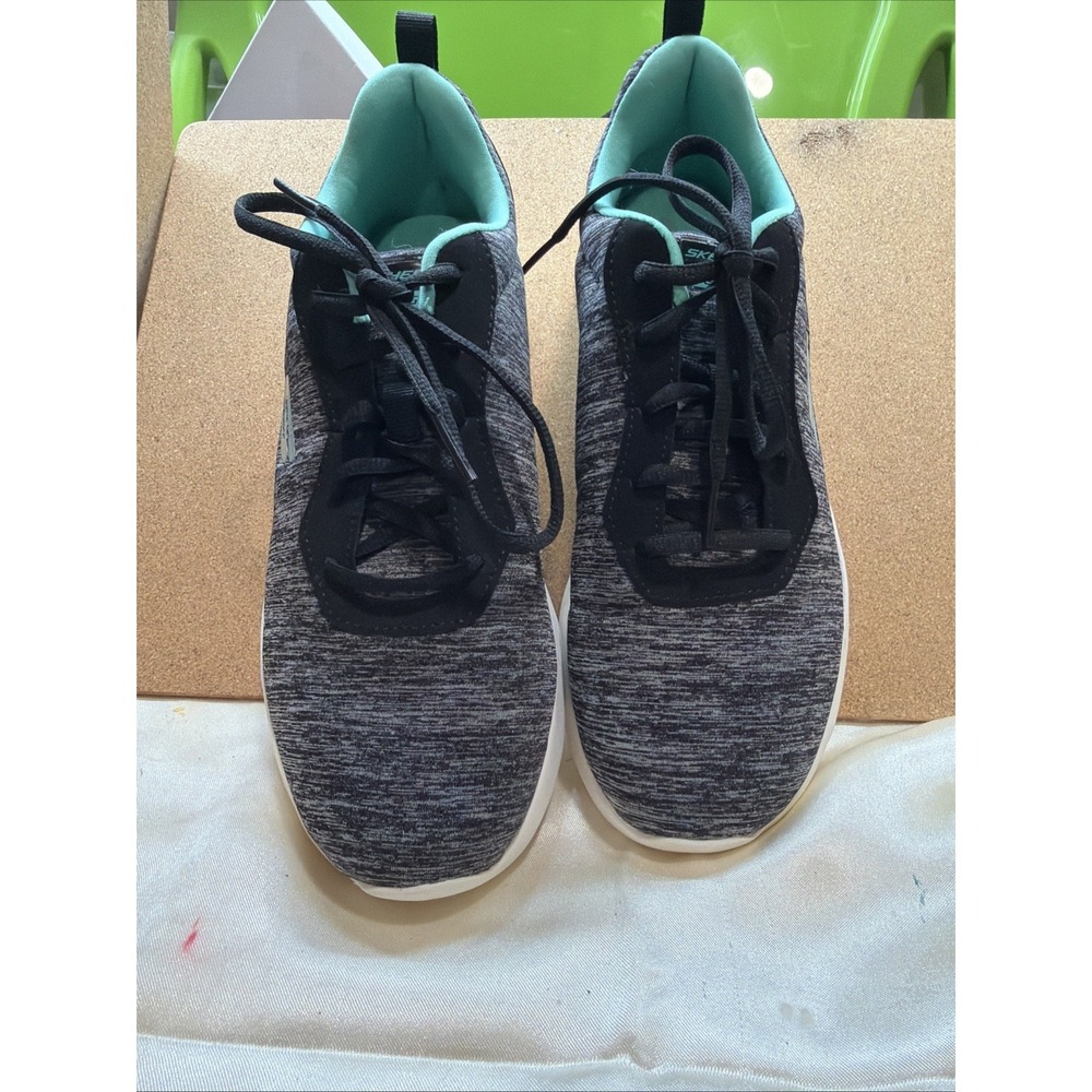 Skechers Women's Skechers- Air Lace Up Shoes Black/Aqua Size:9